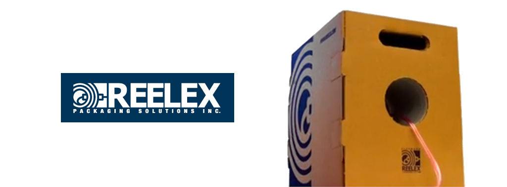 REELEX Packaging Solutions Inc. cable box with wire ready to use