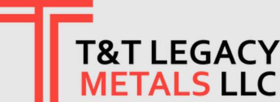 T&T Legacy Metals black & red logo on grey background
