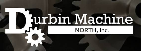 Durbin Machine North, Inc. logo with machined gears in the background